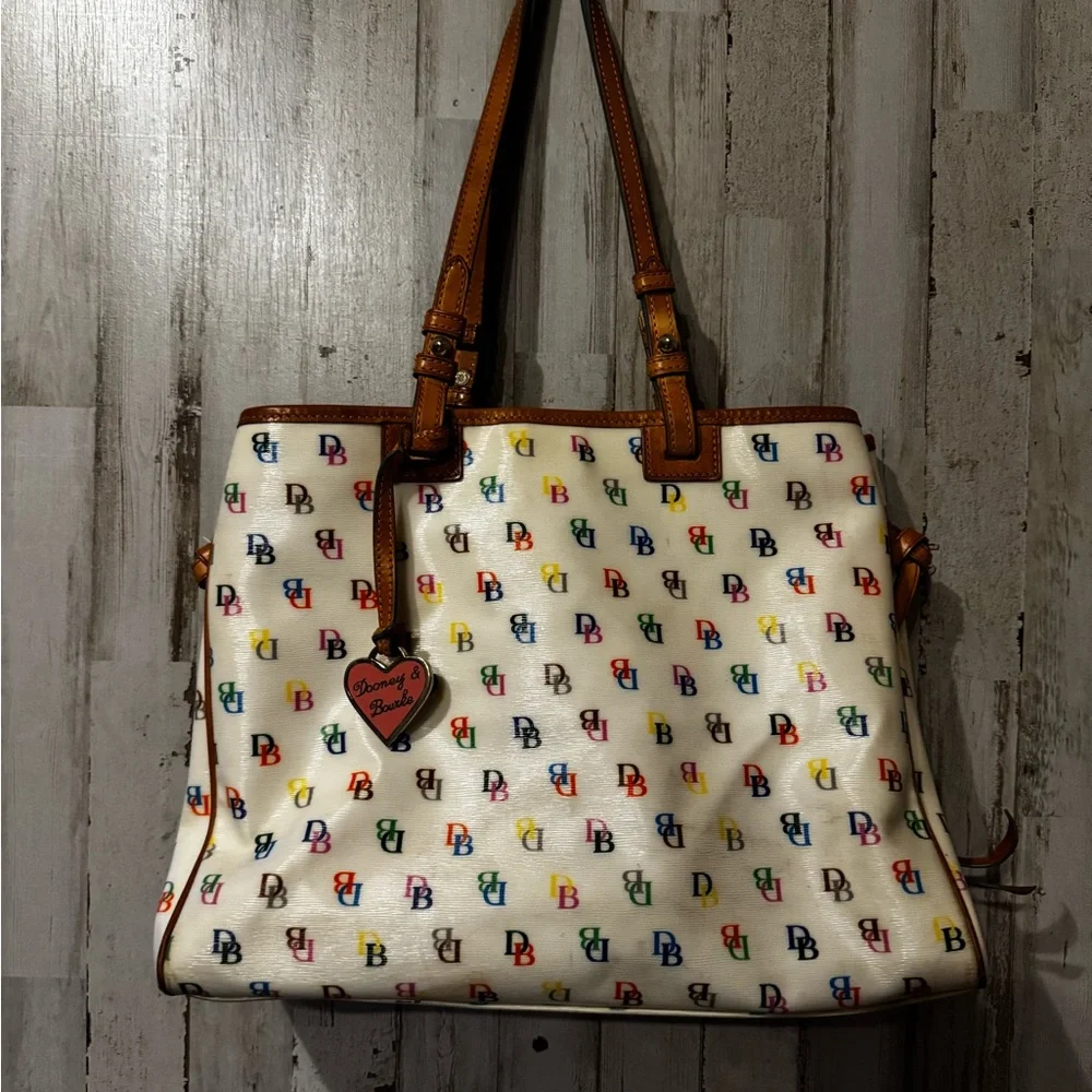 Vintage (2008) Dooney & Bourke Colorful Logo Tote - Picture 1 of 3
